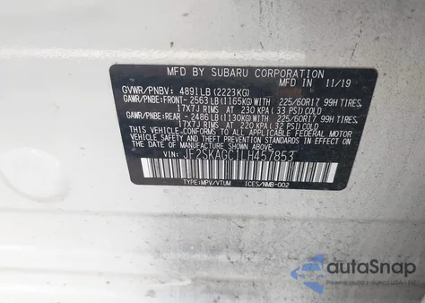 2020 Subaru Forester Premium из США, поврежденный, VIN JF2SKAGC1LH457853